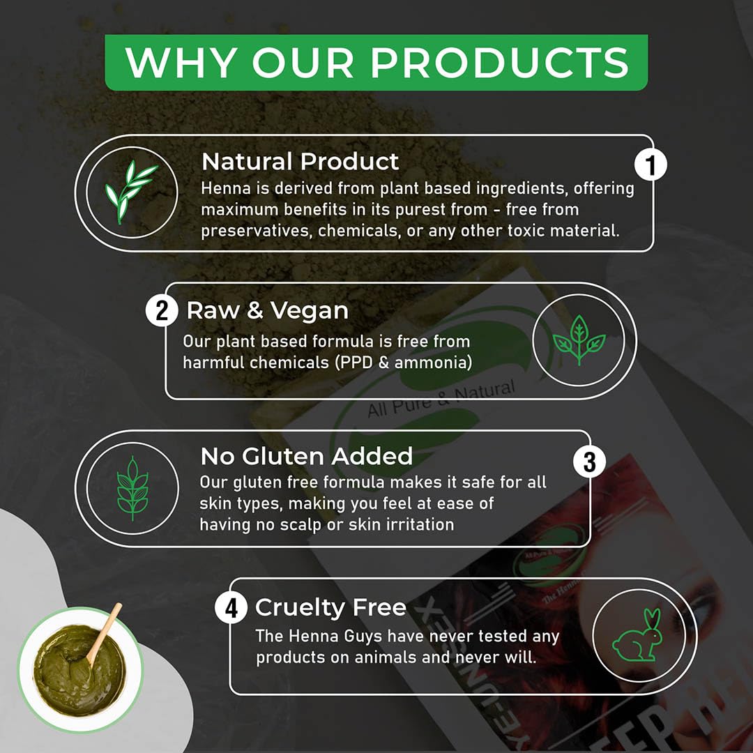 2 Packs Of Deep Red Henna Hair & Beard Color/Dye 100 Grams - Natural Hair Color, Plant-based Hair Dye - The Henna Guys Beauty & Personal Care The Henna Guys