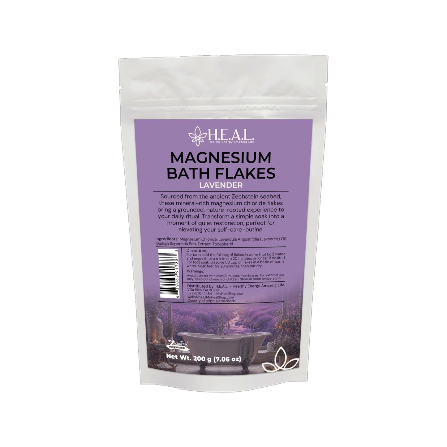 H.E.A.L. Bath Flakes with Lavender Essential Oil- 7oz for a Calm and Relaxed Evening Beauty and Personal Care ?SIMAGNESIUM