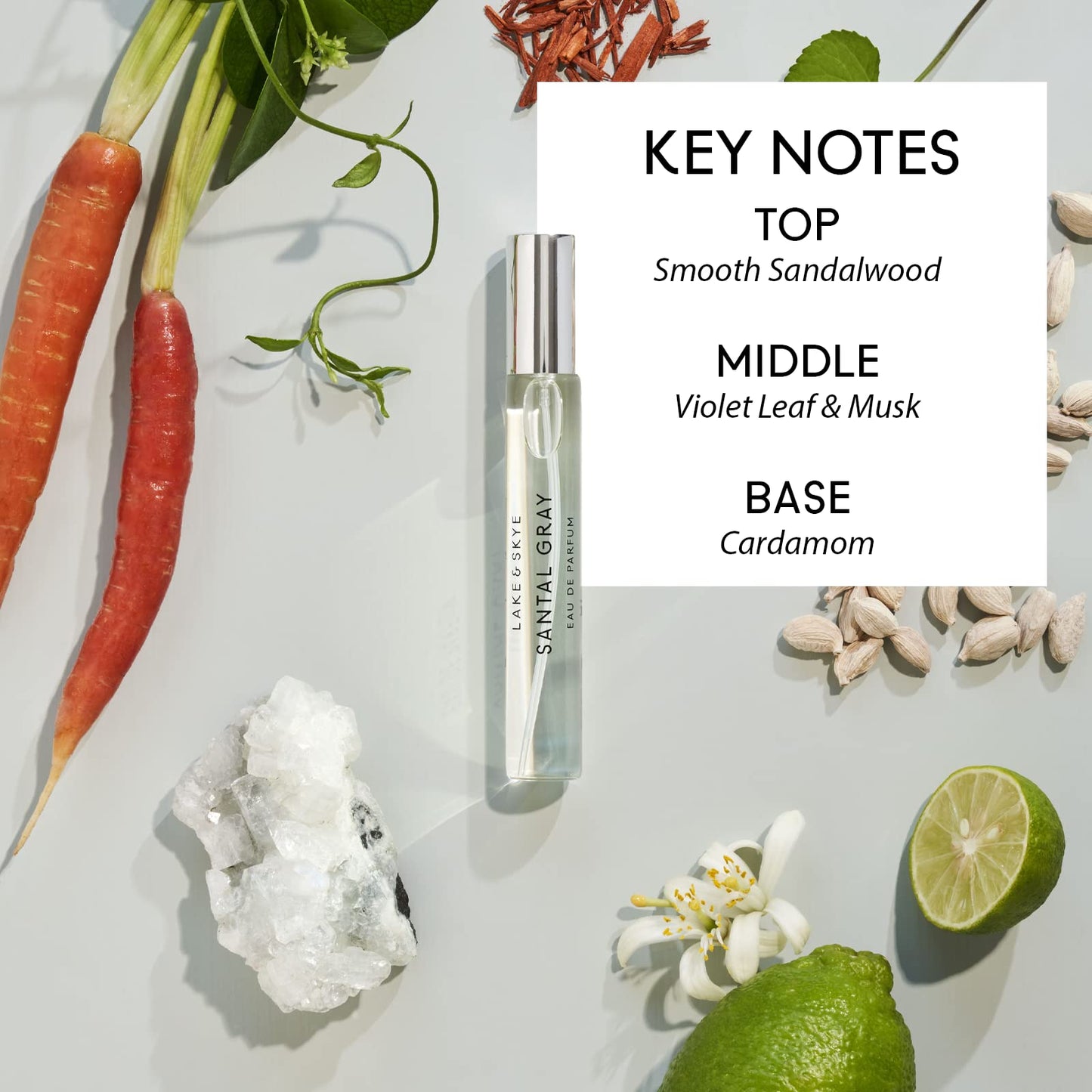 Lake & Skye Santal Gray Eau de Parfum Travel Spray, Long Lasting Fragrance, 0.5 fl oz (15 ml) - Santal, Cardamom, Sandalwood, Earthy, Musk, Vegan Beauty & Personal Care Lake & Skye