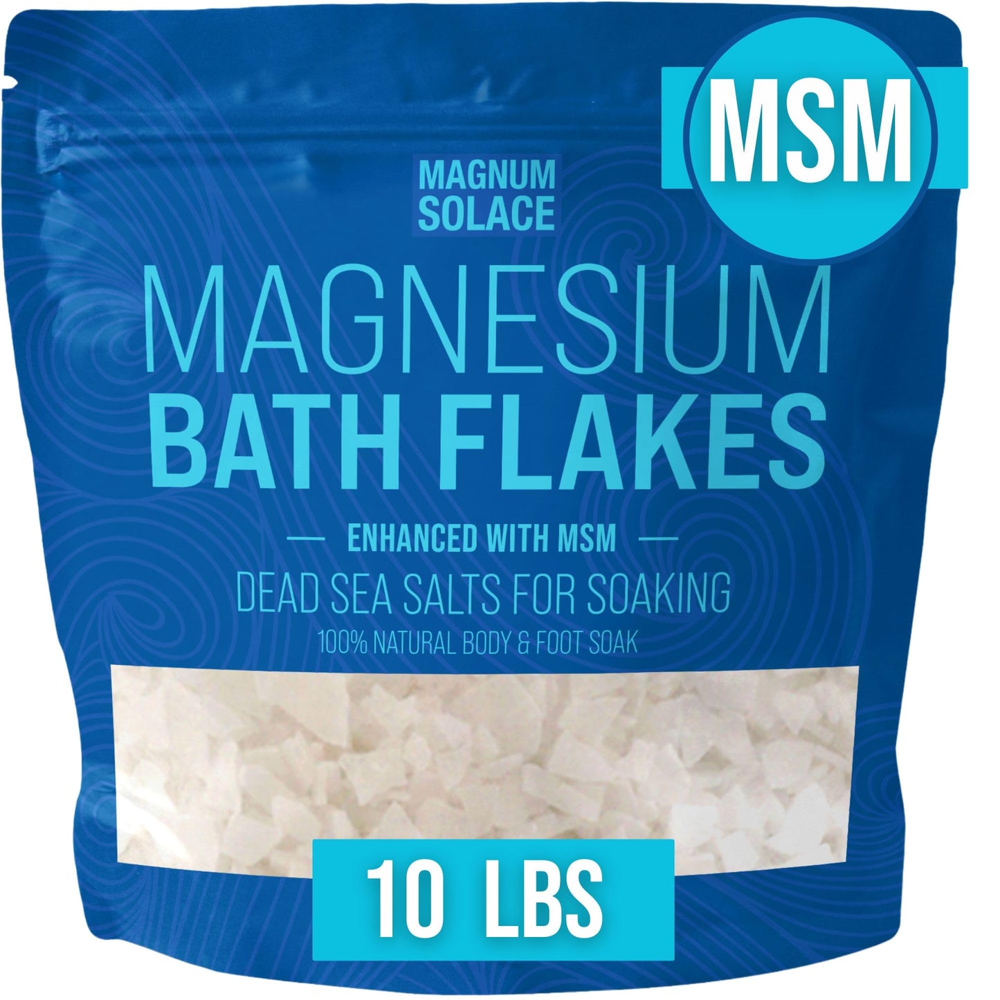 Magnesium Flakes with MSM - Magnesium Chloride Flakes - Dead Sea Salts for Soaking, 10 LBS Beauty and Personal Care Magnum Solace