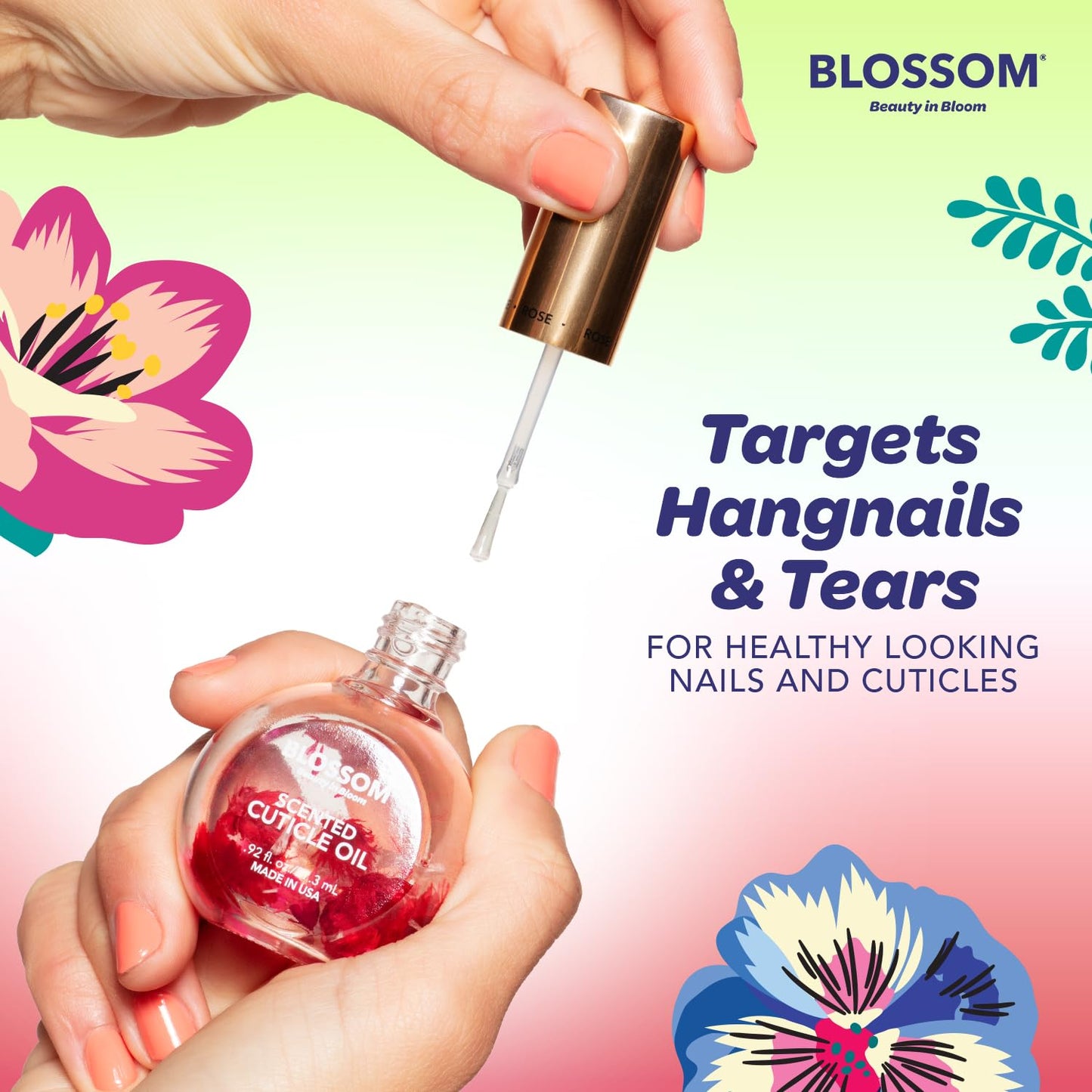 Blossom Cuticle Oil for Nails, Hydrating, Moisturizing, Scented Nail Oil Cuticle Care, Infused with Real Flowers, Made in USA, 0.5 fl. oz, Cherry Beauty & Personal Care Blossom
