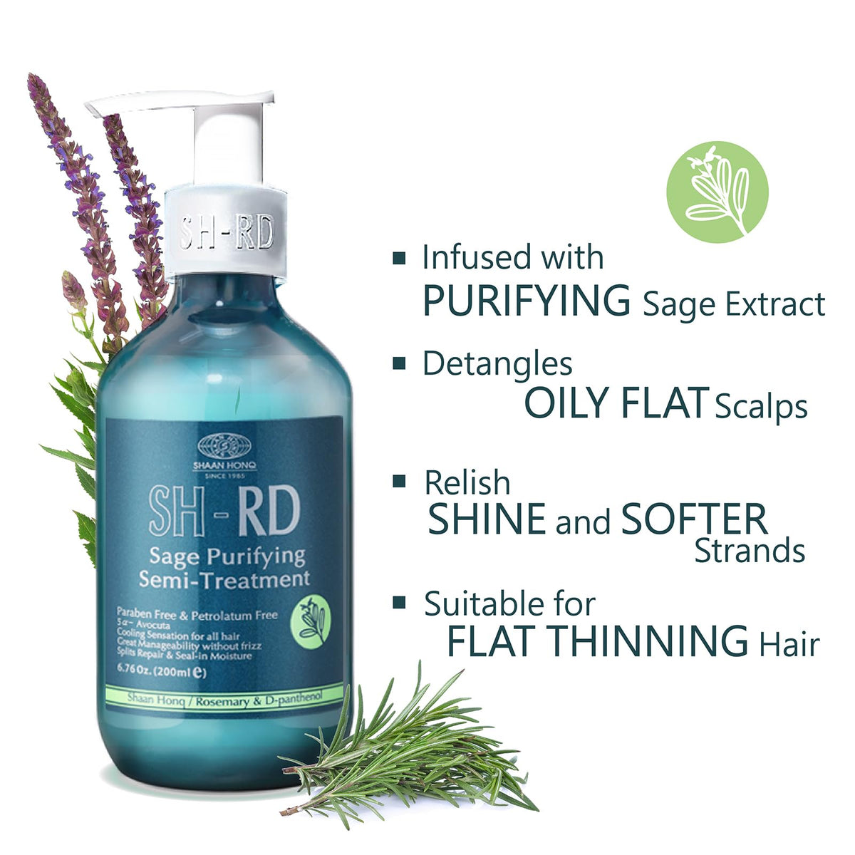 SH-RD Sage Purifying Semi-Treatment for Oily Hair/Scalp | Balancing Conditioner with Clarifying Sage Extract, Protein, Rosemary | Anti-Frizz,
