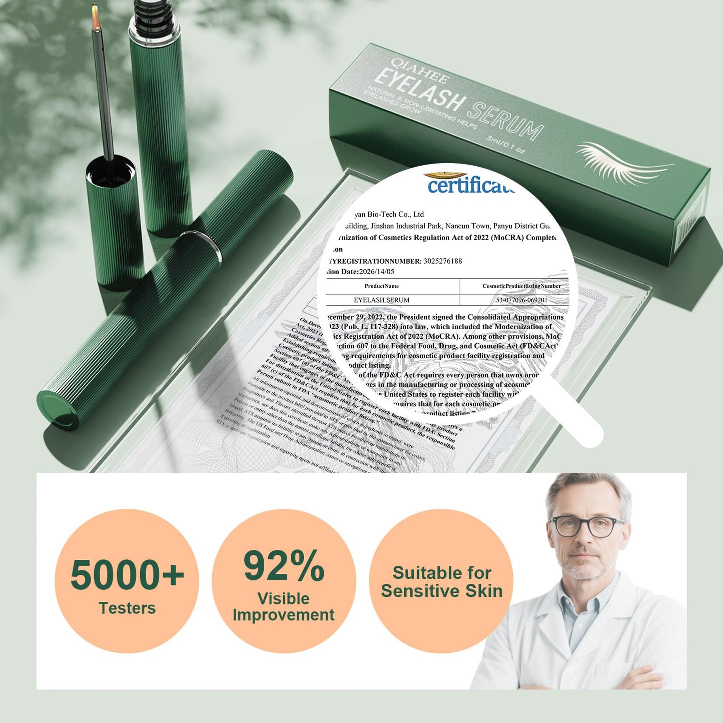 QIAHEE Eyelash Serum, Lash Serums for Thicker, Longer and Fuller Eyelashes, Eyelash Growth Serum Beauty & Personal Care QIAHEE