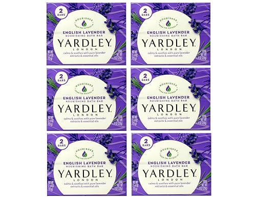 Yardley London English Lavender Nourishing Bath Bar Soap, Calming and Soothing with Essential Oils, 6 Boxes (2 Bars Each, 4 oz Per Bar) Beauty & Personal Care Yardley