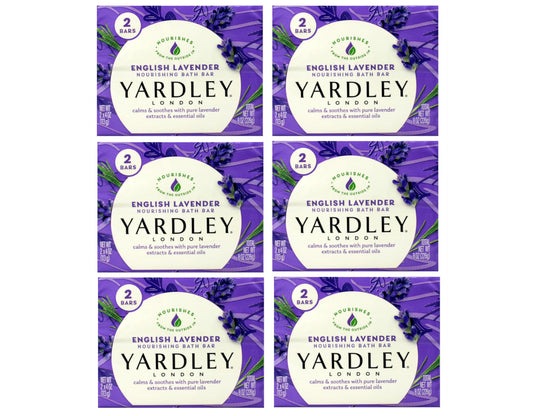 Yardley London English Lavender Nourishing Bath Bar Soap, Calming and Soothing with Essential Oils, 6 Boxes (2 Bars Each, 4 oz Per Bar) Beauty & Personal Care Yardley