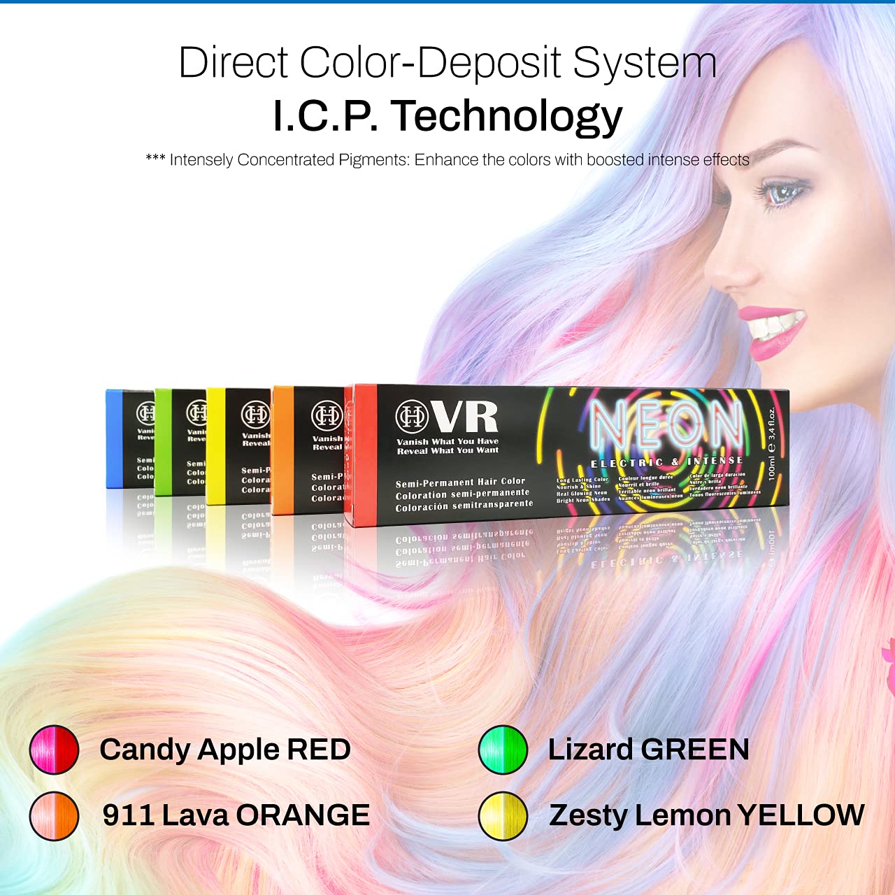 Cocohoney VR Neon Color Electric & Intense Semi-Permanant Hair Color for Bleach Level "9"| Vegan and Cruelty-Free | Long Lasting Color | Nourish Beauty & Personal Care COCO-HONEY