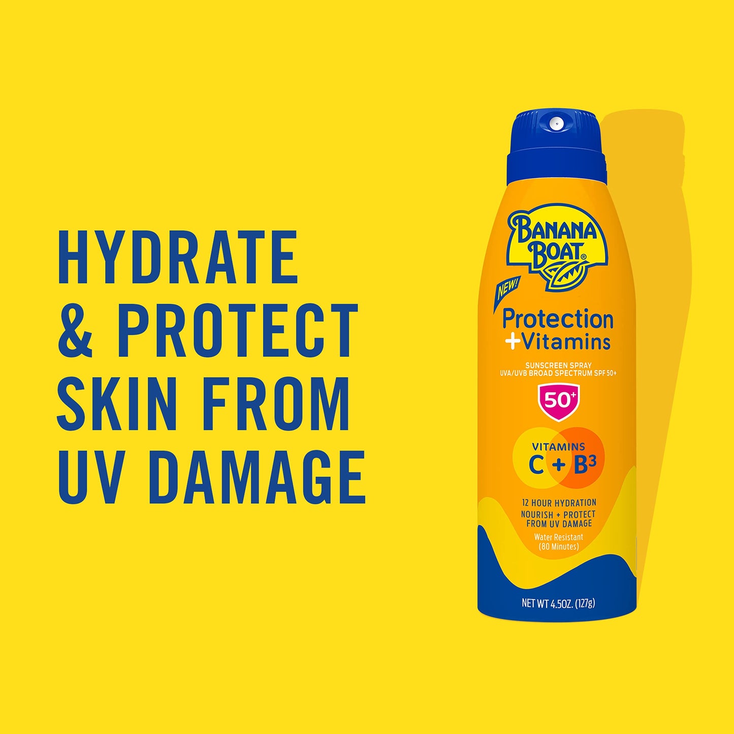 Banana Boat Protection + Vitamins Sunscreen Spray SPF 50 | Moisturizing Spray Sunscreen SPF 50 with Vitamin C & Vitamin B3 Niacinamide, 4.5oz Beauty & Personal Care Banana Boat