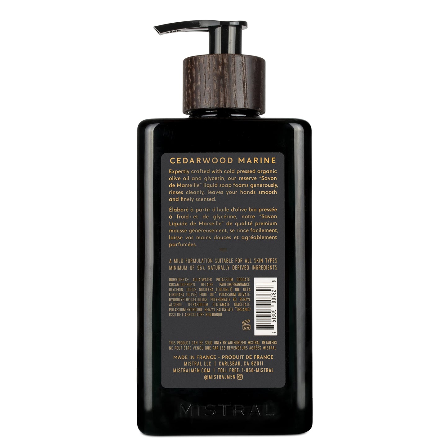 Mistral Cedarwood Marine Liquid Hand Soap for Men | Luxury Moisturizing Handsoap with Organic Olive Oil, Glycerin and Coconut Oil | Rich Lather | Beauty & Personal Care Mistral