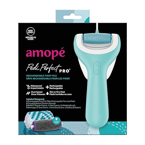 Amope Pedi Perfect Pro Wet & Dry Electric Foot File Callus Remover Kit, Waterproof, Rechargeable, Pedicure Tool for Feet, Removes Hard, Dead Skin Beauty & Personal Care Amope