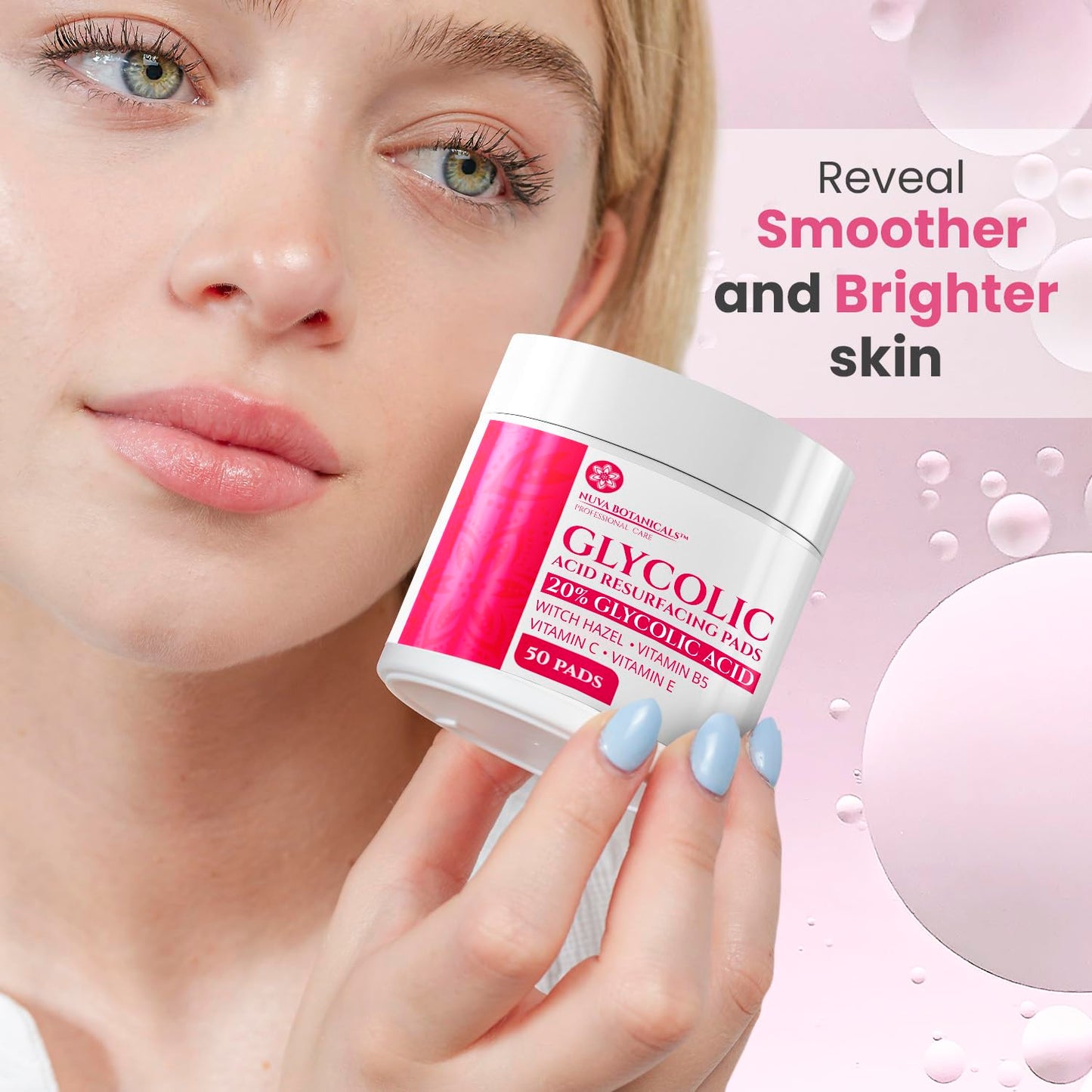 20% Glycolic Acid Exfoliating Pads 50 Ct – At-Home Chemical Peel with Vitamin C | Face Pads for Acne, Wrinkles, Dark Spots & Smooth Skin Beauty & Personal Care Nuva Botanicals