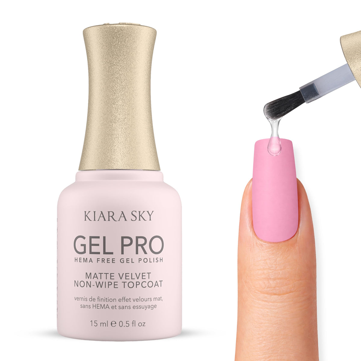 KIARA SKY Matte Gel Top Coat - Powder-Resist, Chrome Proof Velvet Matte Finish, HEMA-Free No-Wipe, for Chrome Isolation & Nail Art, UV/LED Soak-Off