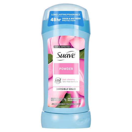 Suave Deodorant For Women, Powder, Antiperspirant & Deodorant Stick 48-hour Odor and Wetness Protection for Women 2.6 oz Beauty and Personal Care Suave