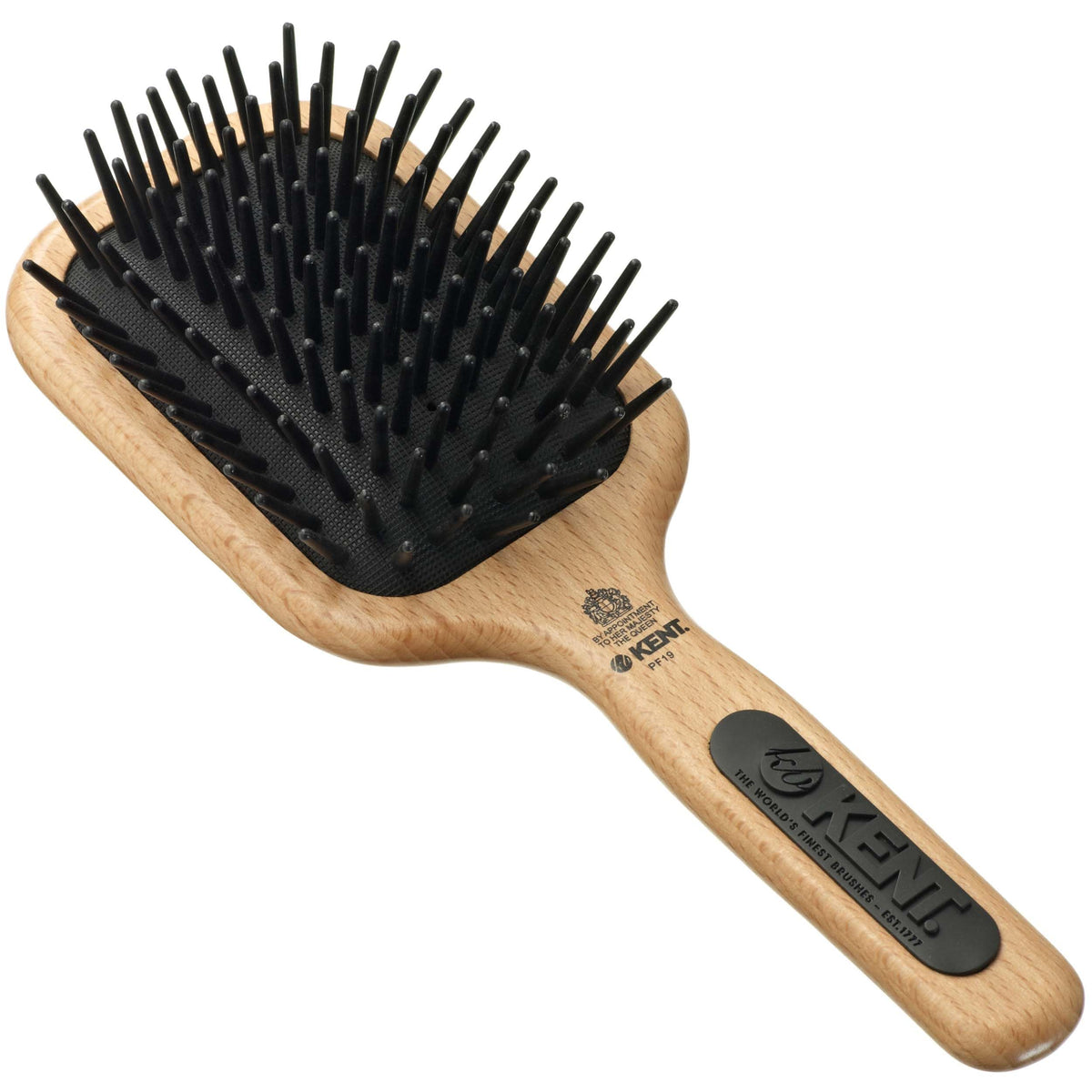 Kent PF19 Beechwood Cushion Paddle Brush - Scalp Massager and Detangler - The Hair Brush for Thick Hairs - Scalp Massager Growth Stimulator, Detangler