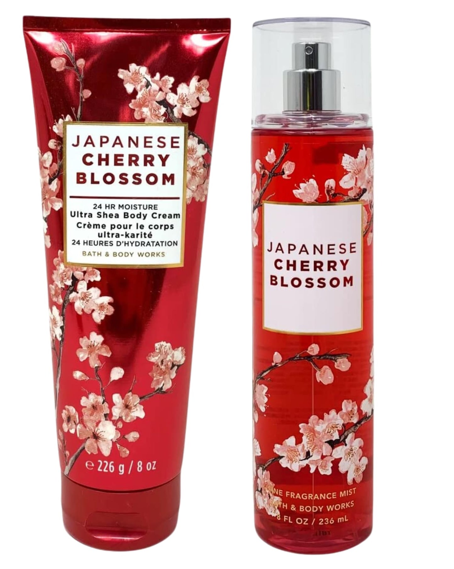 Bath & Body Works Fine Fragrance Mist & Ultra Shea Body Cream Japanese Cherry Blossom 2 Piece Set Full Size 8oz. Beauty & Personal Care Bath & Body Works