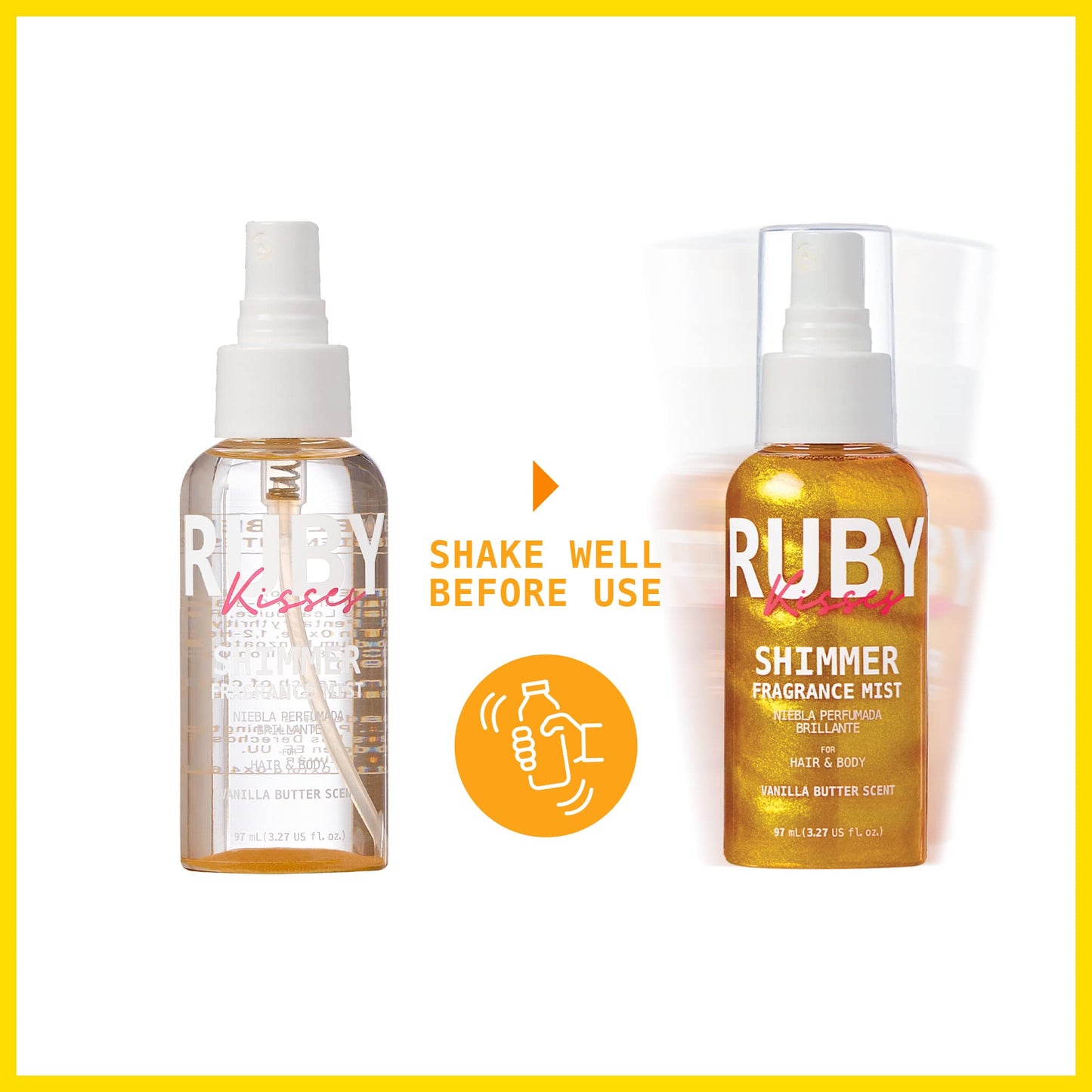Ruby Kisses Shimmer Fragrance Body and Hair Mist Spray, Vanilla Glitter Body Perfume Spray, Skin Perfume, Liquid Illuminator Highlighter for Skin Beauty & Personal Care Ruby Kisses