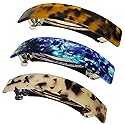 HYFEEL Large French Barrettes for Women Fine Thick Hair, Classic Tortoise Shell Hair Clips Wide Curved Celluloid Ponytail Holder Clamp Fashion Hair Beauty & Personal Care HYFEEL