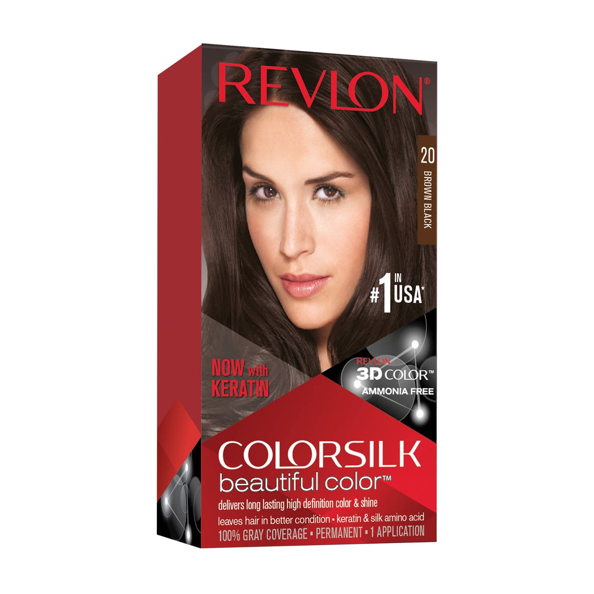 Revlon ColorSilk Hair Color, 20 Brown Black 1 ea Beauty & Personal Care REVLON