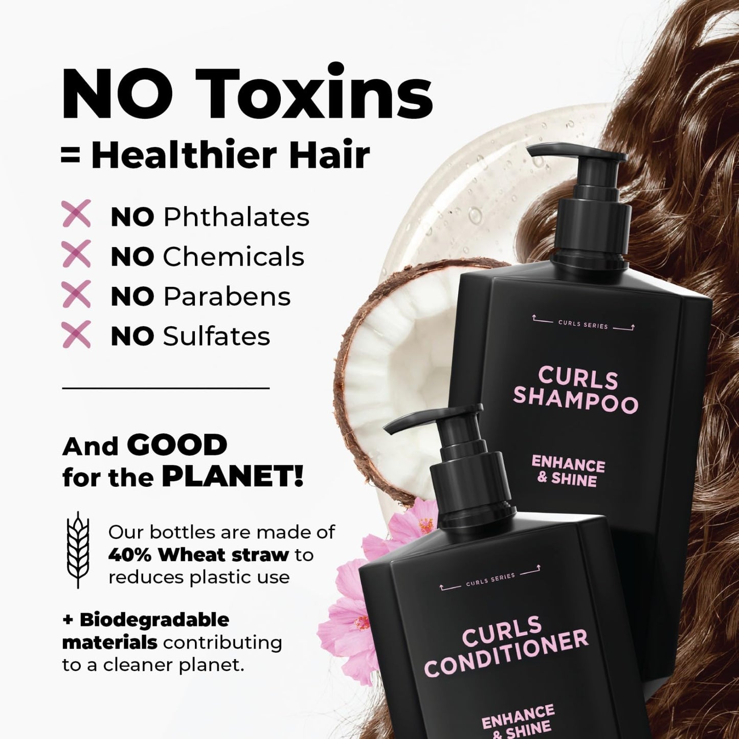 FLUX UP Curly Hair Shampoo & Conditioner Set - Hydrating Curl Shampoo & Conditioner for Curly & Wavy Hair for Women & Men - Sulfate-Free Frizz Control Beauty & Personal Care FLUX UP