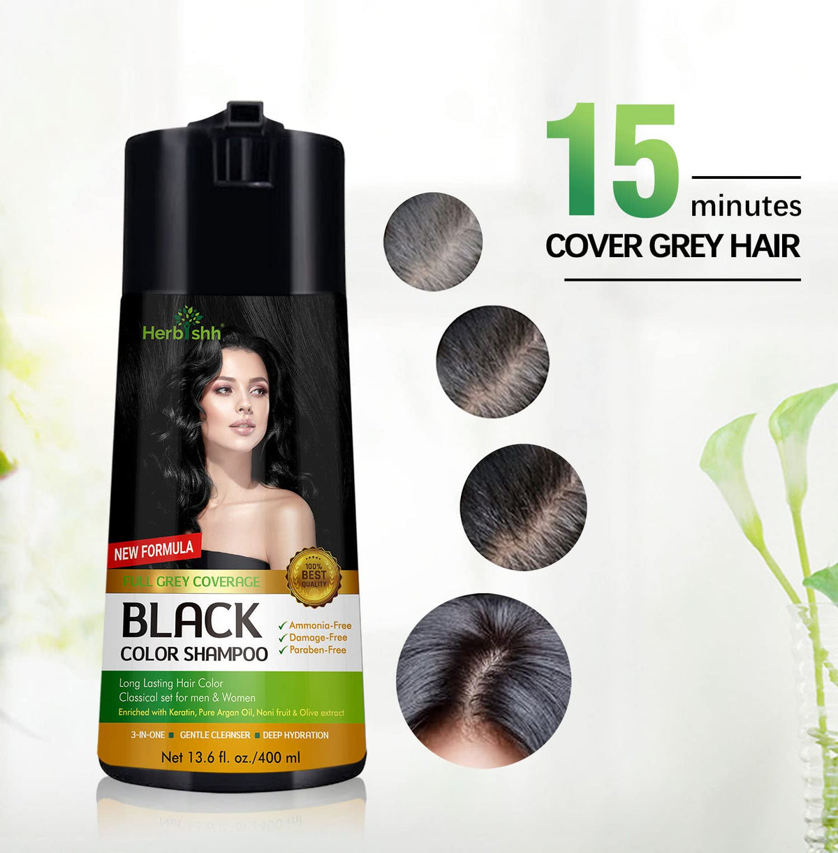 Herbishh Color Enriched Shampoo for Gray Hair - Long Lasting Hair Dye Formula and Conditioner (Golden Brown) Beauty & Personal Care Herbishh