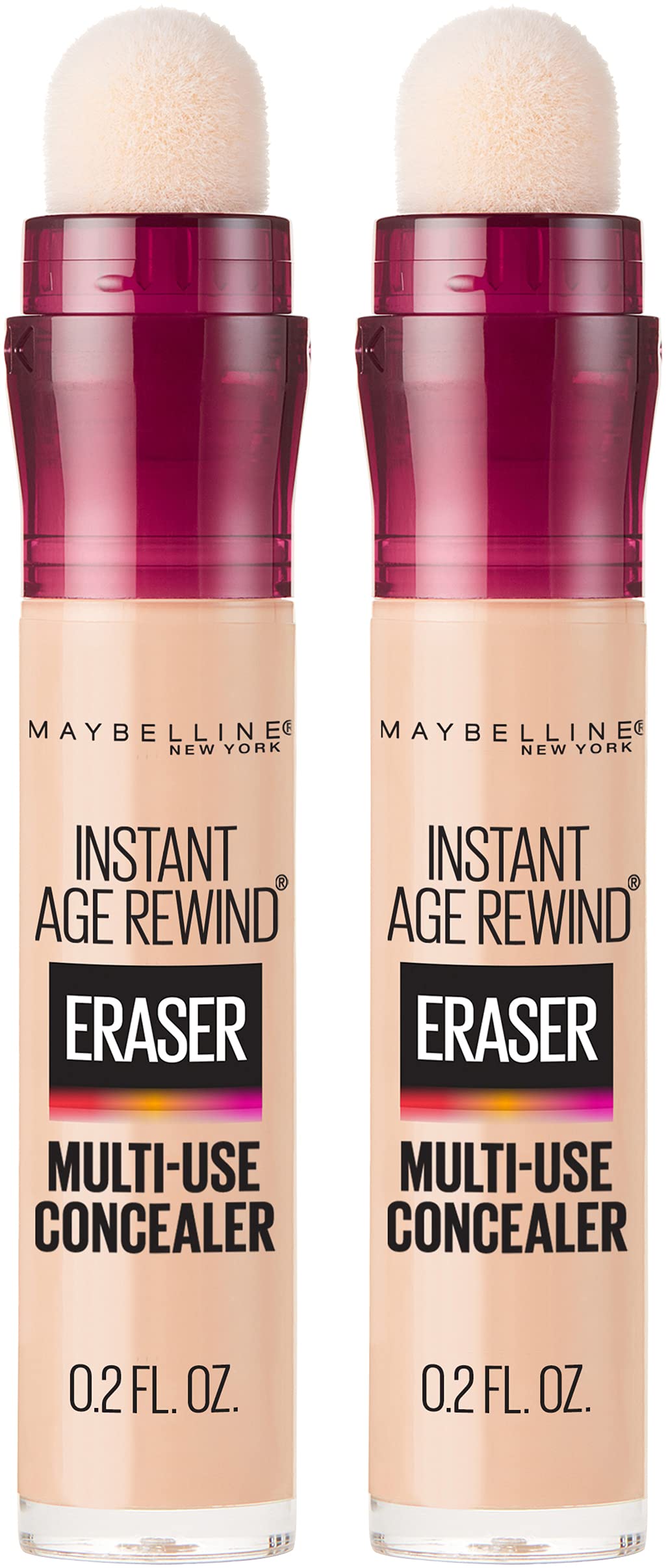 Maybelline Instant Age Rewind Eraser Dark Circles Treatment Multi-Use Concealer, Warm Light, 0.2 Fl Oz (Pack of 2) (Packaging May Vary)