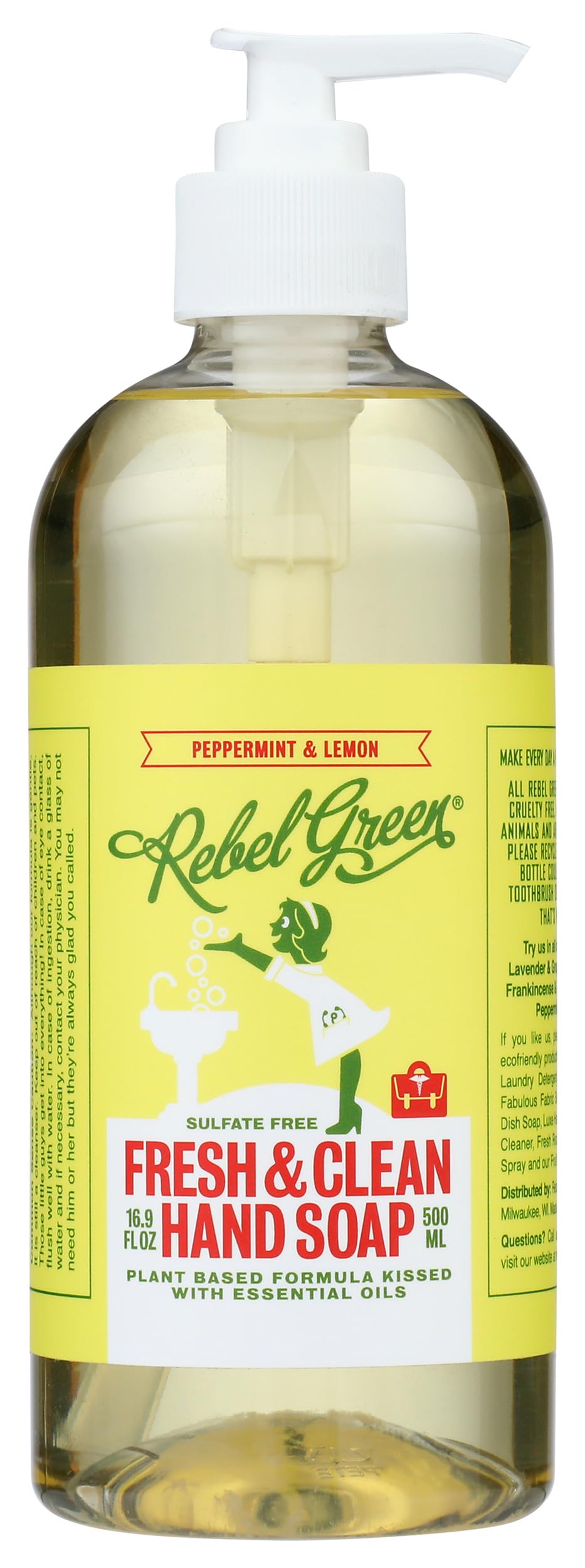 Rebel Green Fresh And Clean Hand Soap Peppermint Lemon, 16.9 FZ Beauty & Personal Care Rebel Green