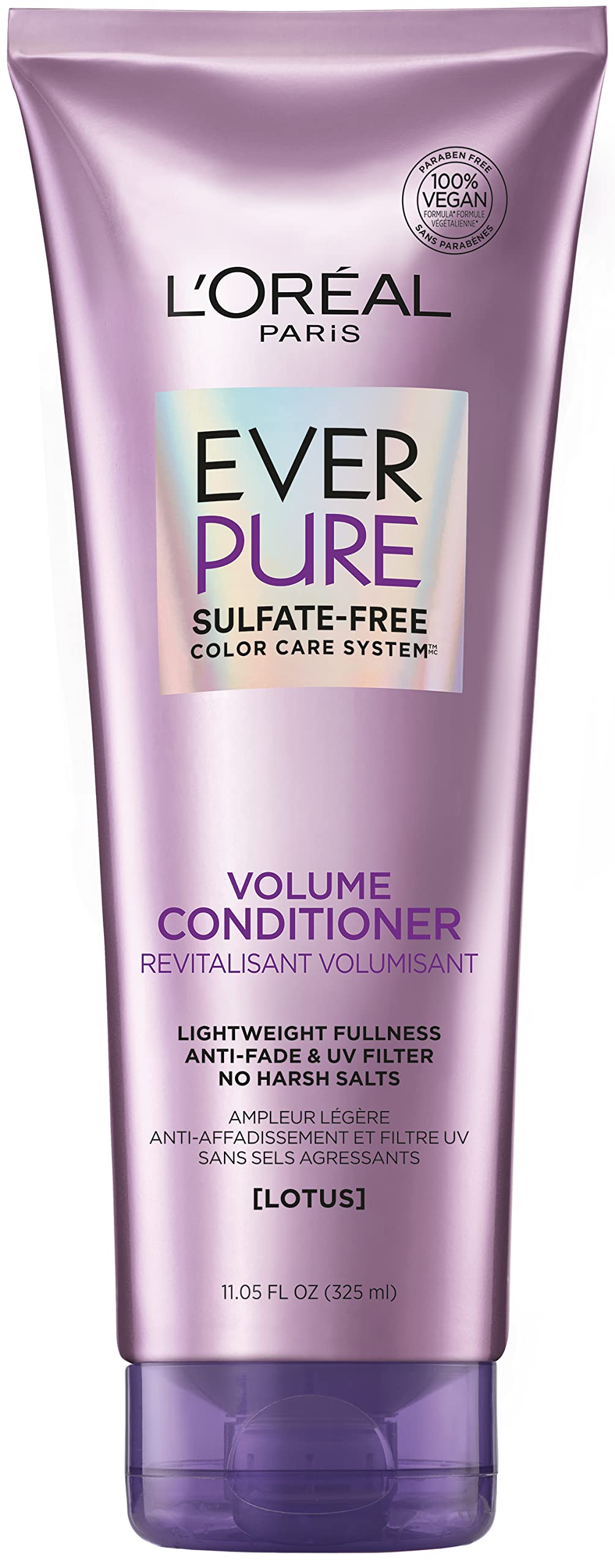 L'Oreal Paris EverPure Volume Sulfate Free Conditioner for Color-Treated Hair, Volume + Shine for Fine, Flat Hair, with Lotus Flower, 11 Fl; Oz Beauty & Personal Care L'Oreal Paris