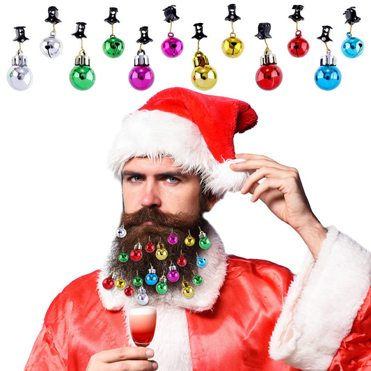 JOVITEC 24 Pcs Christmas Beard Ornaments Set Colorful Christmas Facial Hair Baubles and Beard Bells with Clips for Men Santa Claus Christmas New Year Beauty & Personal Care JOVITEC