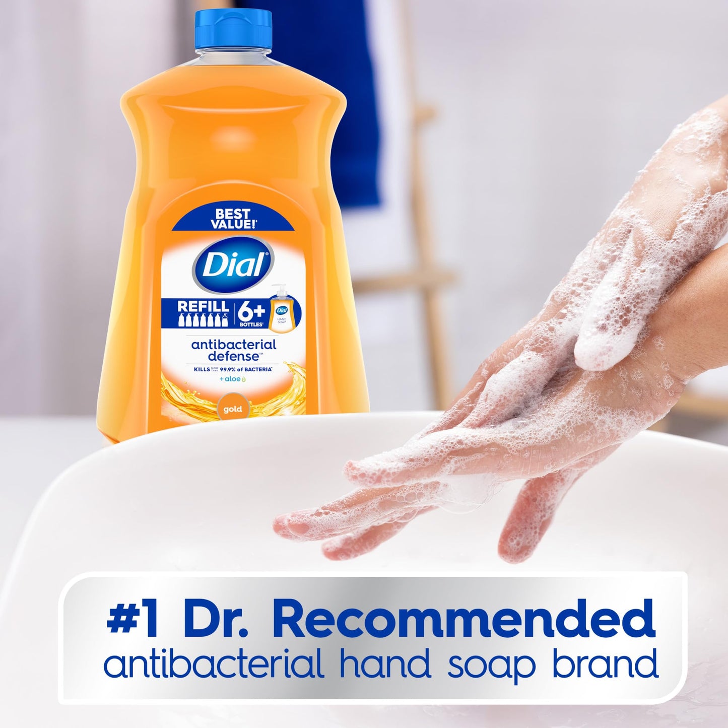 Dial Antibacterial Defense Liquid Hand Soap + Aloe, Gold Scent, 52 Fl Oz Hand Soap Refill (3 Count), Dermatologist-Tested, Gentle Formula Beauty & Personal Care Dial