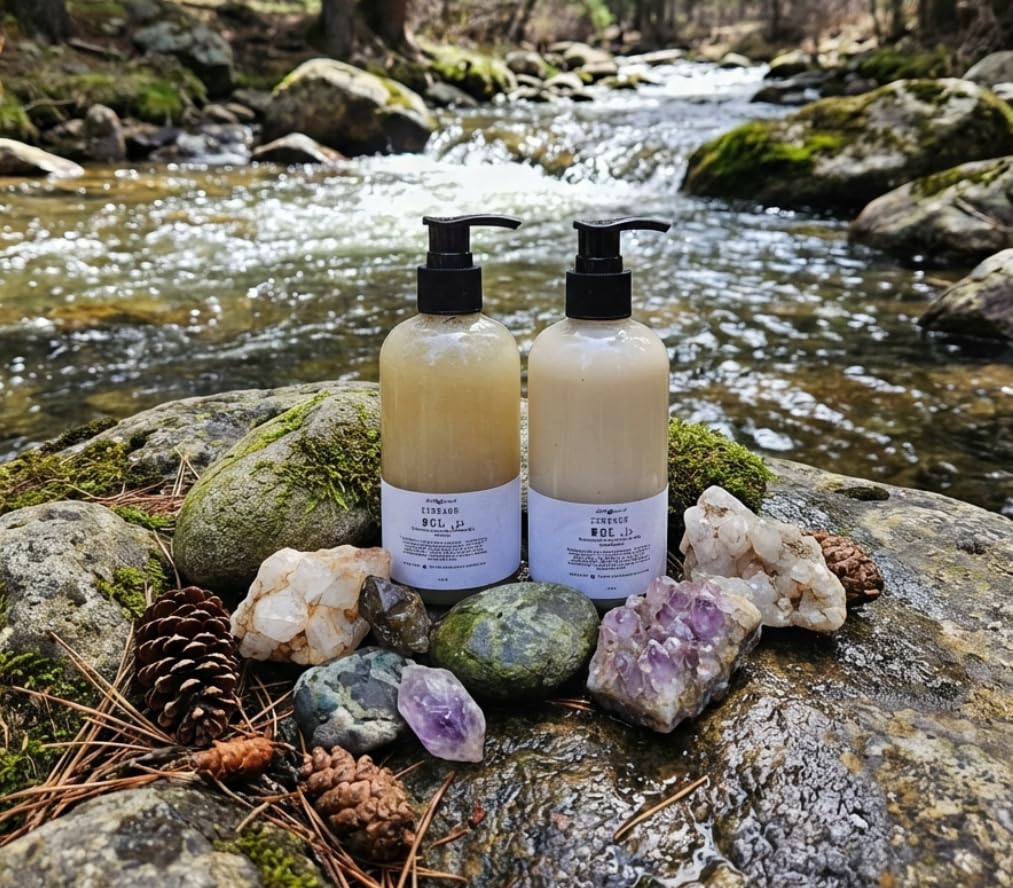 Wild Hermit Wellness Del Ju Plant Based Milk Protein Shampoo and Conditioner with Aloe, Flax Seed, Plum Kernel Extract, Vitamin Rich, Sulfate Free Beauty & Personal Care Wild Hermit Wellness