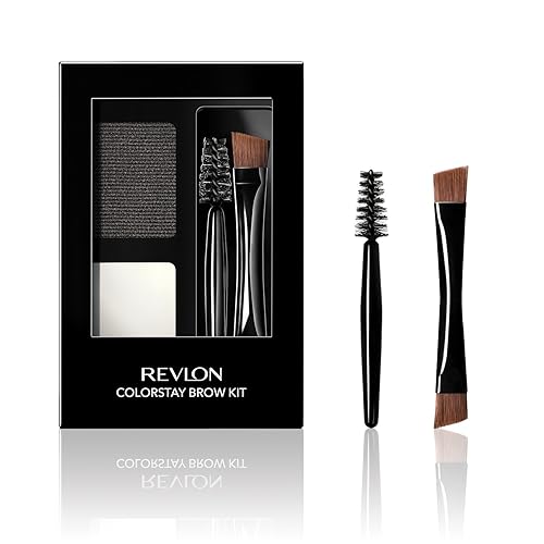 Revlon ColorStay Brow Kit, Includes Longwear Brow Powder, Clear Pomade, Dual-Ended Angled Tip Eyebrow Brush & Spoolie Brush, Soft Black (101), 0.08 oz Beauty & Personal Care REVLON