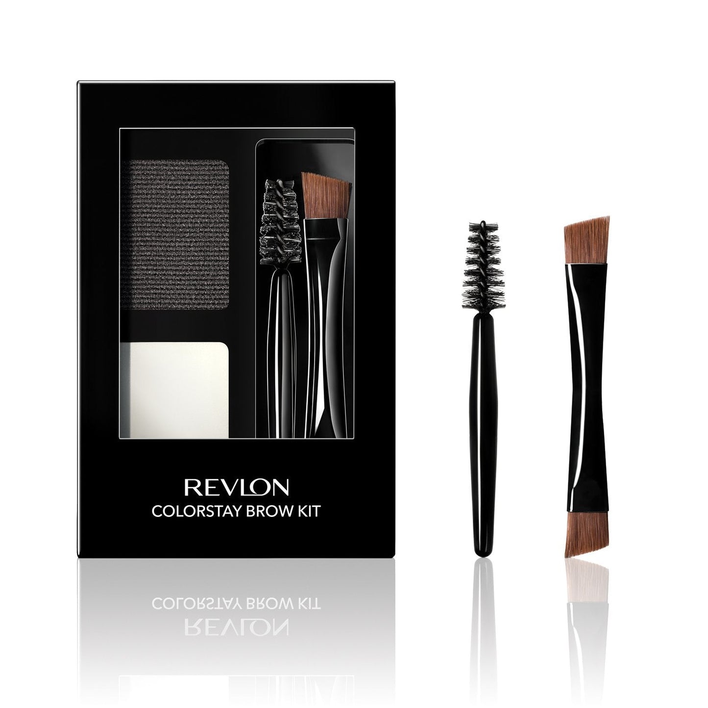 Revlon ColorStay Brow Kit, Includes Longwear Brow Powder, Clear Pomade, Dual-Ended Angled Tip Eyebrow Brush & Spoolie Brush, Soft Black (101), 0.08 oz Beauty & Personal Care REVLON