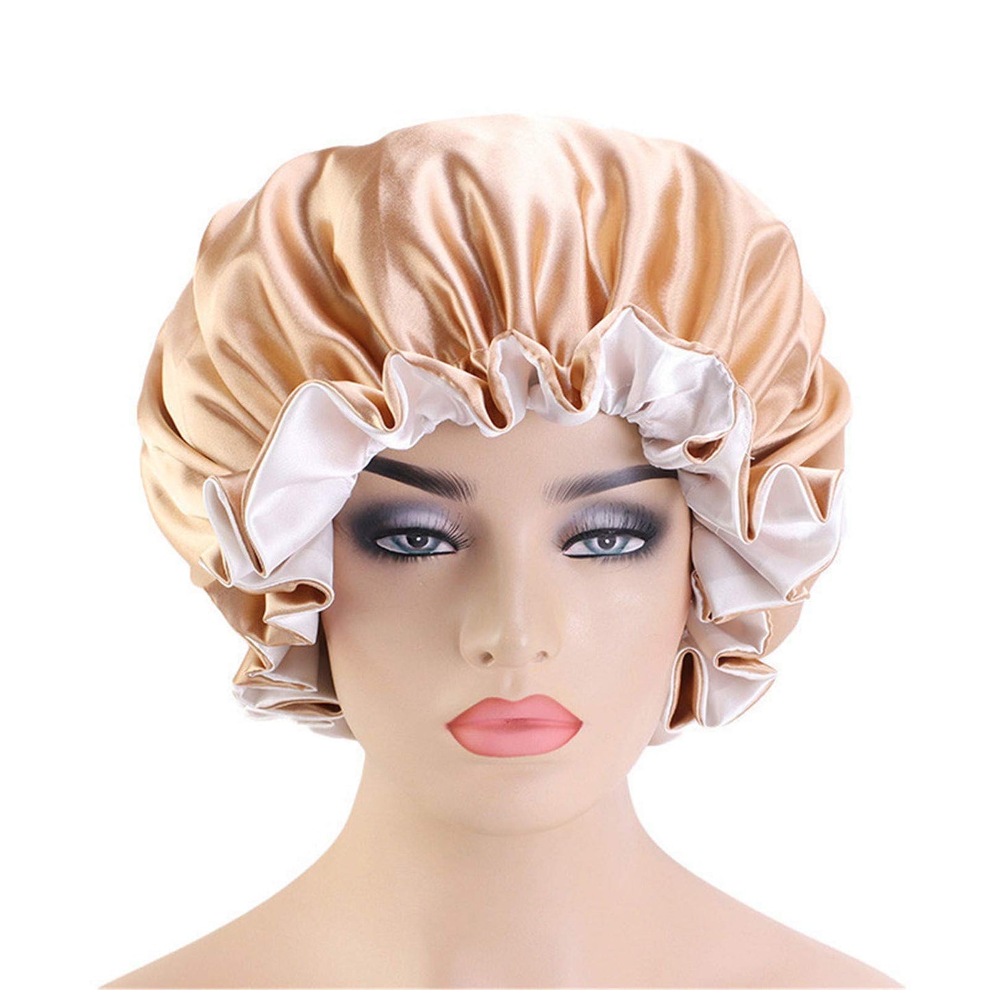 Large Size Satin Bonnet Day Night Sleep Cap for Women Double Layer Head Wrap Hair Accessories Beauty and Personal Care Qianmome