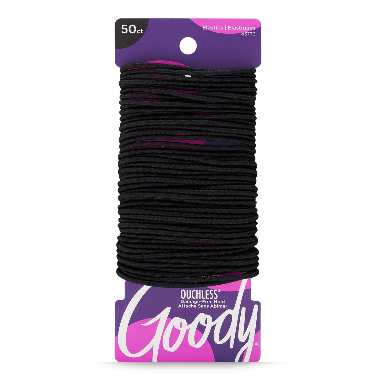 Goody Women's Ouchless Elastics, Black, 50 Count, 2MM for Finer Hair