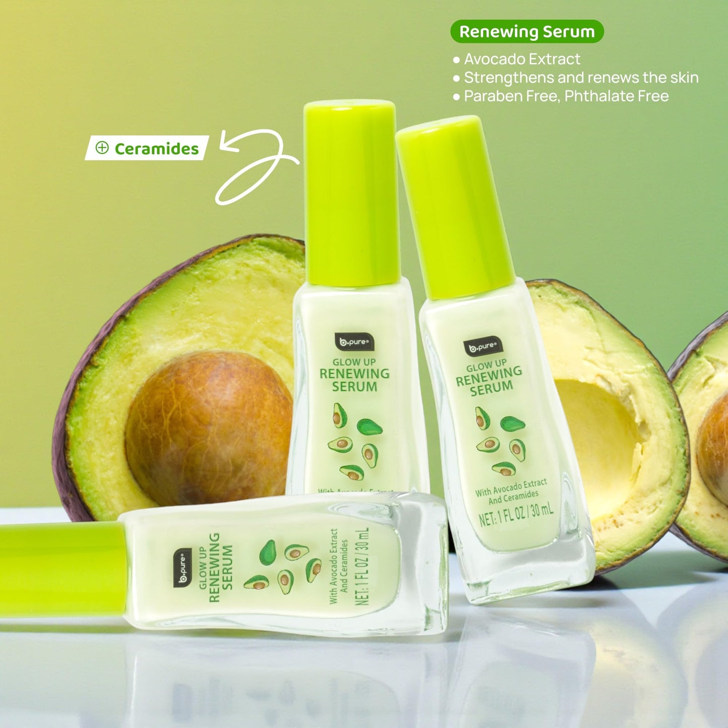 b.pure Glow Up Avocado Renewing & Strengthening Face Serum | Avocado Extract & Ceramides | 1 oz, 3-Pack Beauty & Personal Care b.pure