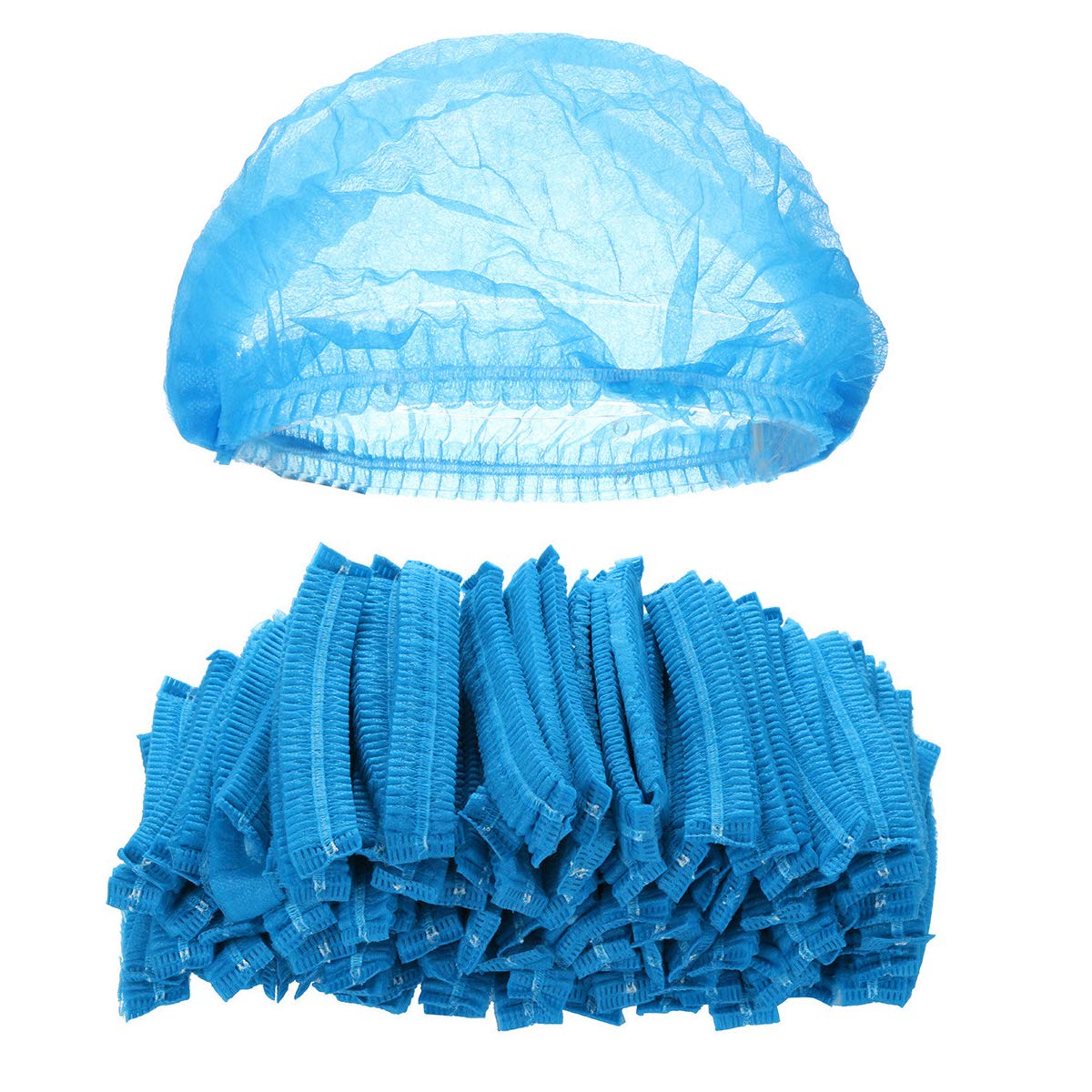 Tvoip 100Pcs 19" Disposable Cap Hair Net Cap Hair Hat Anti Dust Net Bouffant Cap Non-Woven Head Cover Hat Elastic Cleaning Hair Protect Hat Cap (Blue) Beauty and Personal Care Tvoip