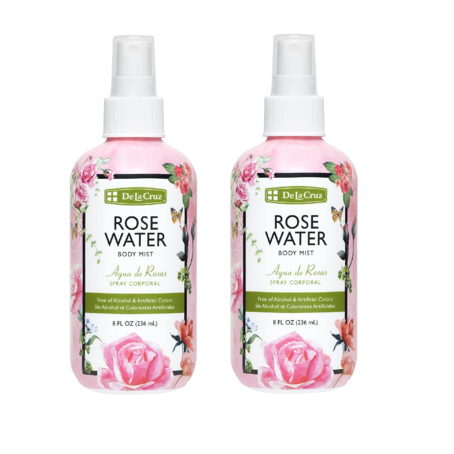 De La Cruz Rose Water Spray, No Parabens or Artificial Colors, Vegan, Made in USA 8 FL. OZ. (2 Bottles) Beauty & Personal Care De La Cruz