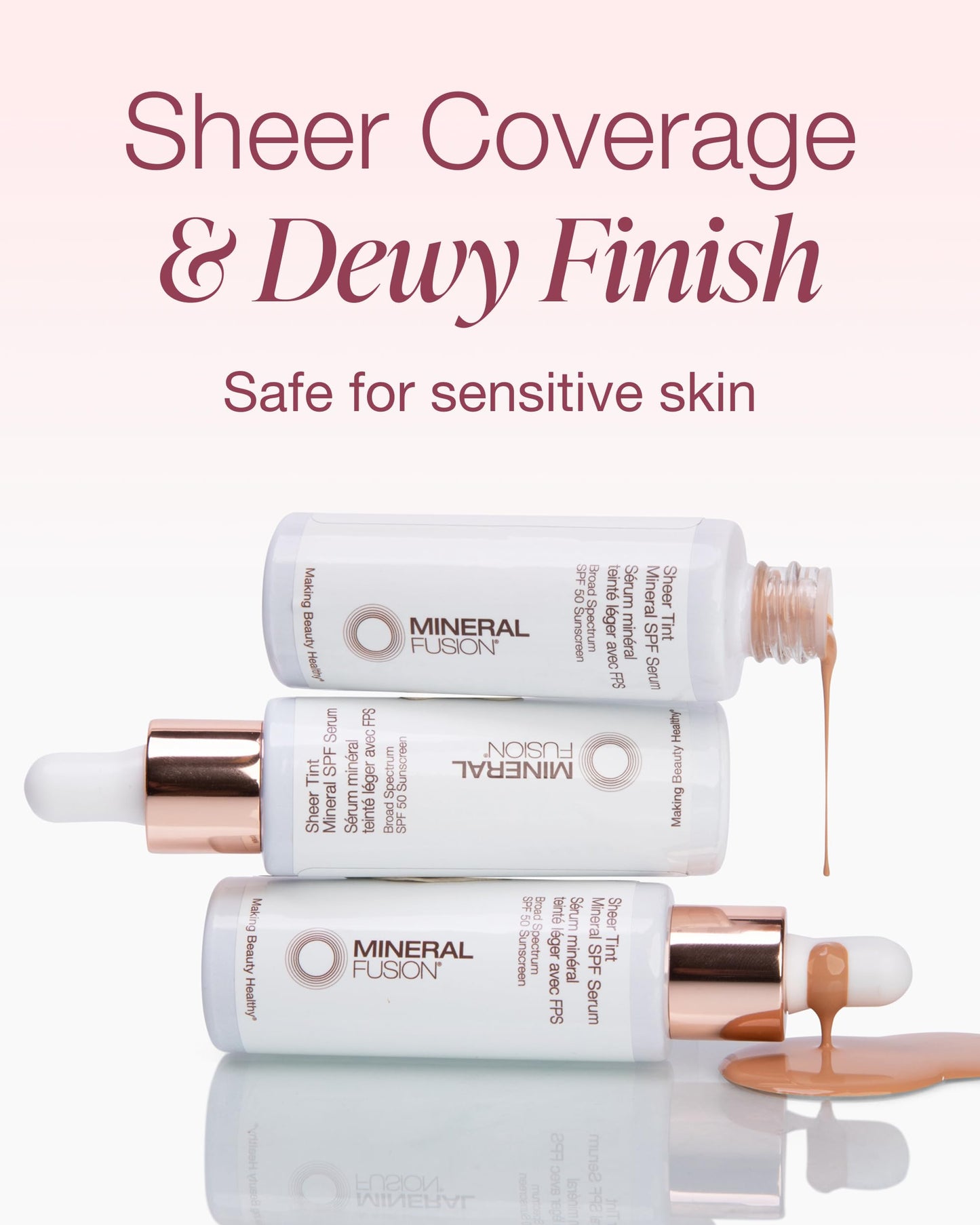 Mineral Fusion Sheer Tint Mineral SPF 50 Face Serum for Sensitive Skin - Tinted Broad Spectrum Sunscreen - Lightweight Dewy Coverage - Niacinamide Beauty & Personal Care Mineral Fusion
