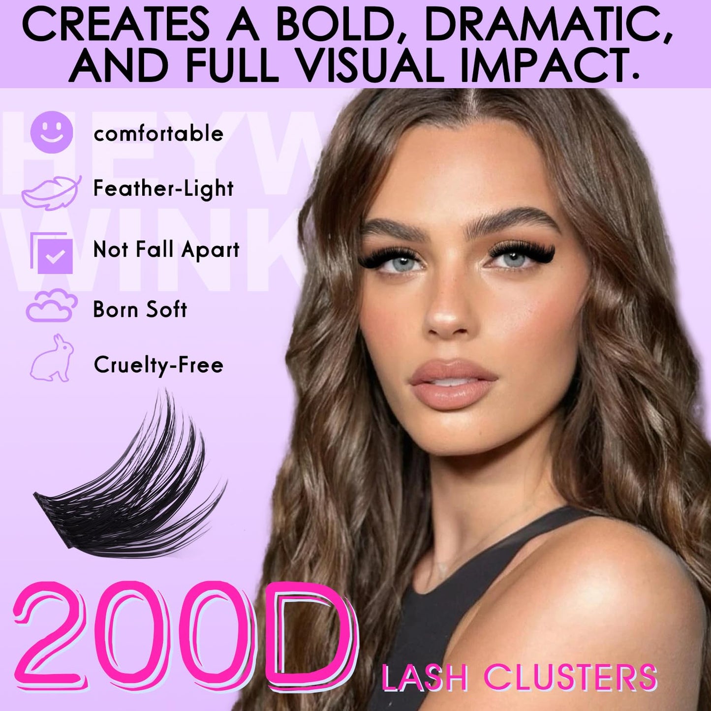 HEYWINK Lash Clusters Kit Thick 200D Individual Lashes D Curly Lash Extension Kit 10-18mm Volume Cluster Lashes Cluster Eyelash Extensions DIY Lash Beauty and Personal Care HEYWINK