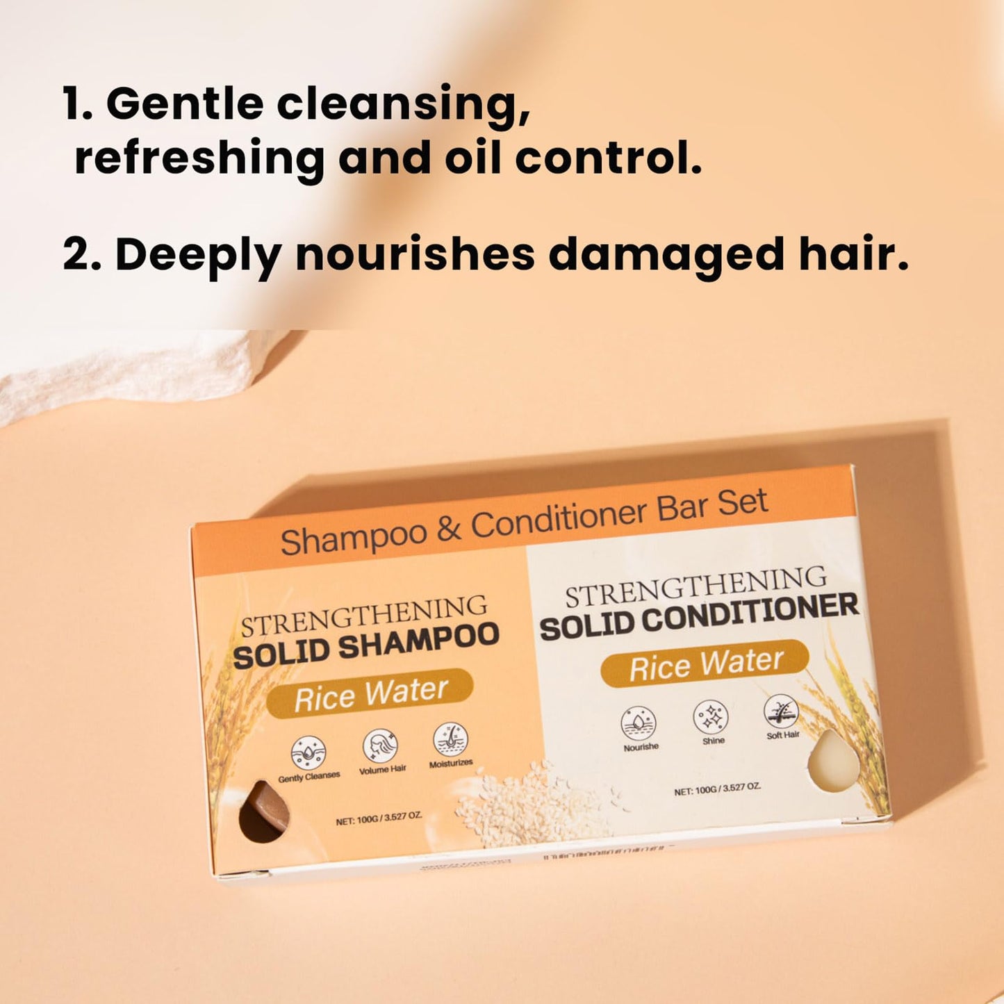 Rice Water Bar Shampoo and Conditioner Set for Hair Growth, Handcrafted Travel Solid Shampoo and Conditioner for Thinning Hair, Hydrating Beauty & Personal Care CLY AMS