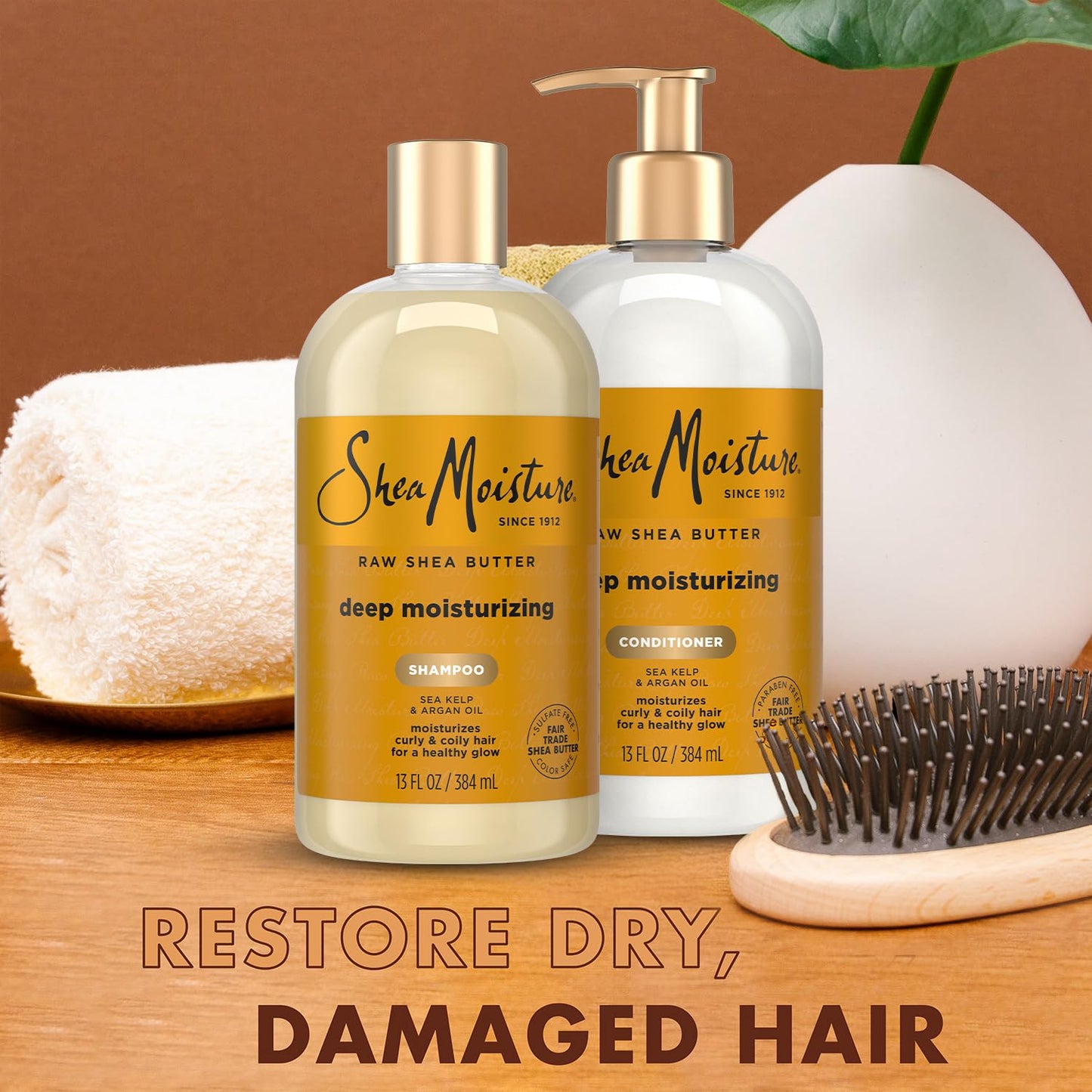 SheaMoisture Shampoo & Conditioner Set, Deep Moisturizing with Raw Shea Butter, Sea Kelp & Argan Oil for Coily & Curly Hair, 13 Oz Ea Beauty & Personal Care SheaMoisture