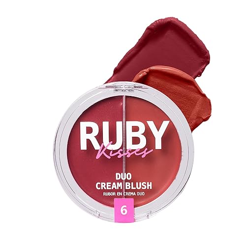 Ruby Kisses Duo Cream Blush, Smooth, Natural-Looking, Long-Lasting Face Makeup Blush for Cheeks, Lips, and Eyes, Buildable and Blendable, Infused Beauty & Personal Care Ruby Kisses