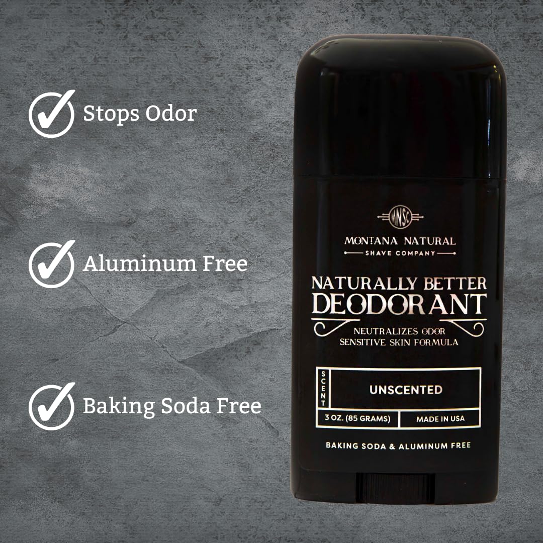 MNSC Unscented Naturally Better Deodorant - Magnesium and Activated Charcoal - Sensitive Skin Formula, Aluminum-Free, Baking Soda-Free, All-Natural Beauty and Personal Care Montana Natural Shave Company