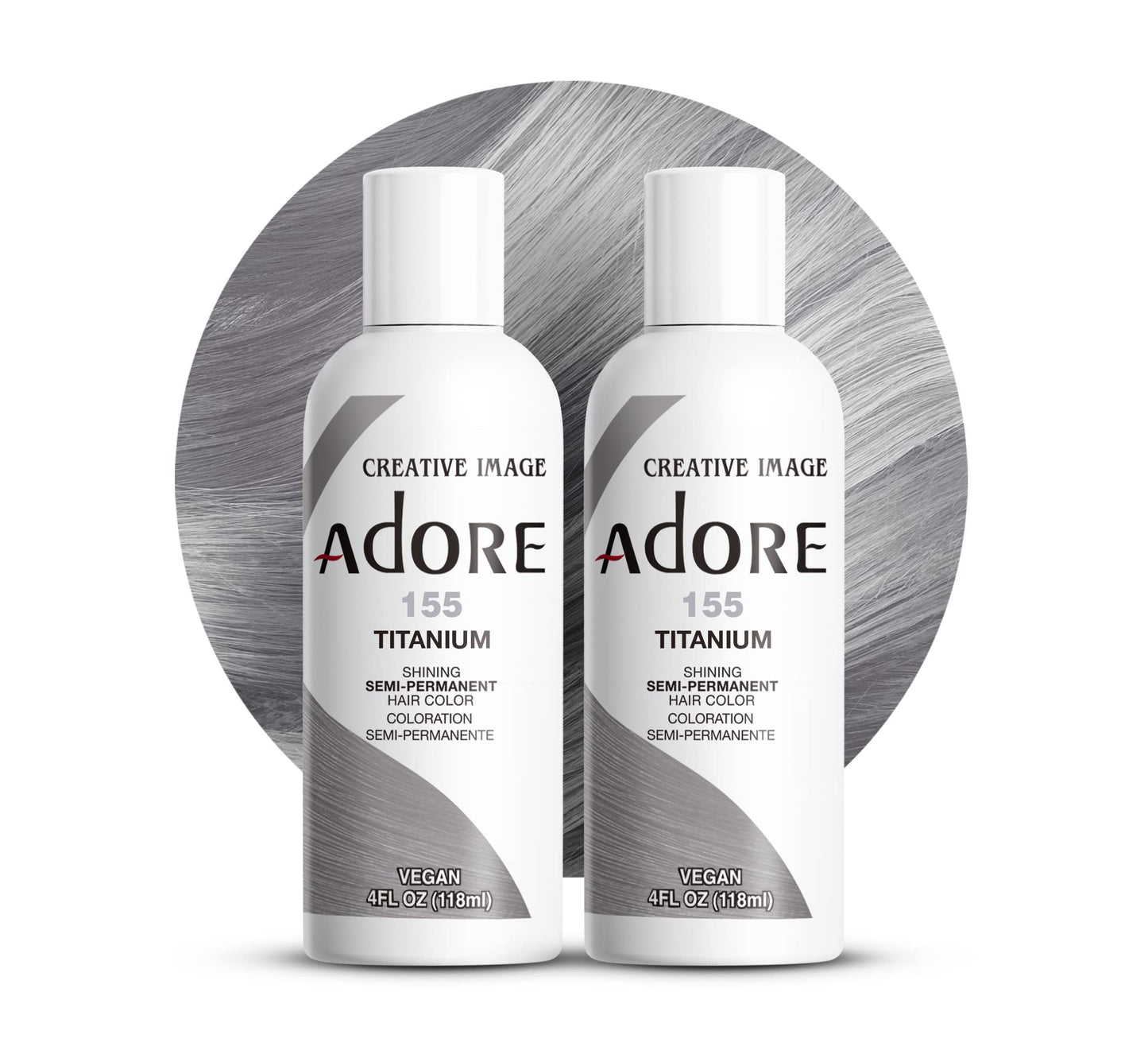 Adore Semi Permanent Hair Color (155 Titanium) (2 Pack) | Vegan & Cruelty-Free Grey Hair Dye | No Ammonia, No Peroxide, No Alcohol | 4 Fl Oz Beauty & Personal Care Adore