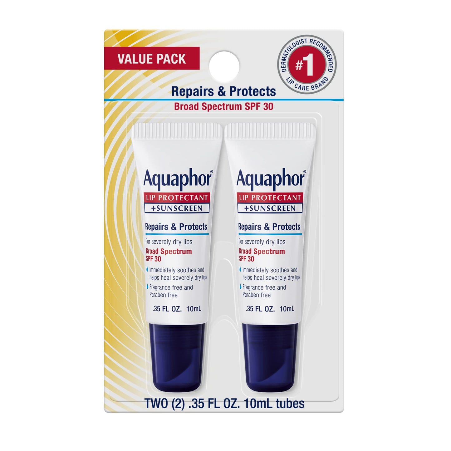 Aquaphor Lip Protectant - Broad Spectrum SPF 30 - Soothe Dry, Chapped Lips - .35 oz. Tube Beauty & Personal Care Aquaphor