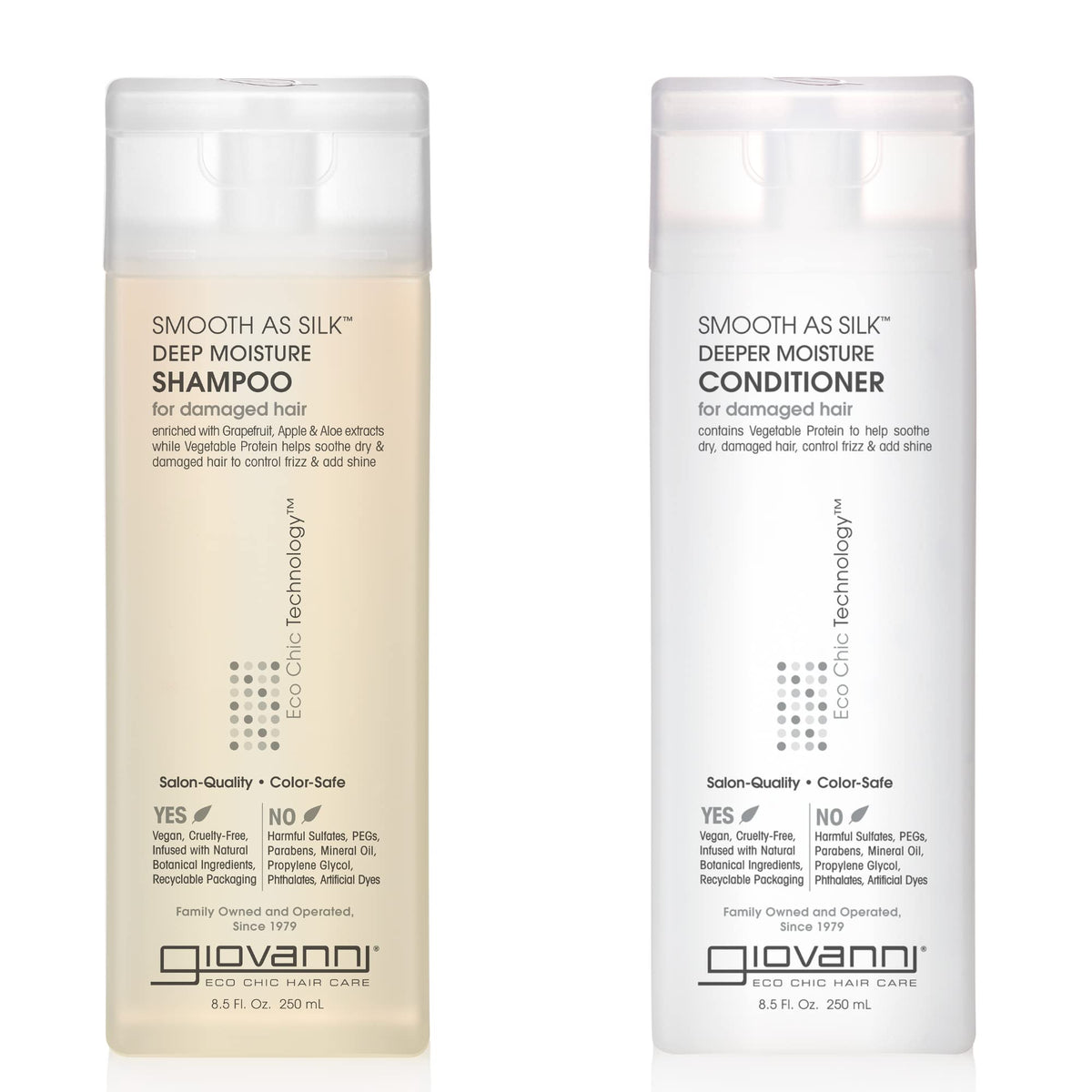 GIOVANNI HAIR CARE PRODUCTS Giovanni Smooth as Silk Deeper Moisture Shampoo & Conditioner Set, 8.5 Oz. Calms Frizz, Detangles, Wash & Go, Co Wash, No Beauty & Personal Care GIOVANNI