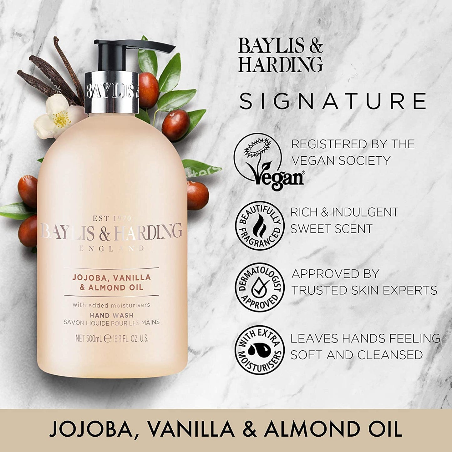 Baylis & Harding 500Ml Hand Wash Sweet Jojoba, Silk & Almond Beauty & Personal Care Baylis & Harding