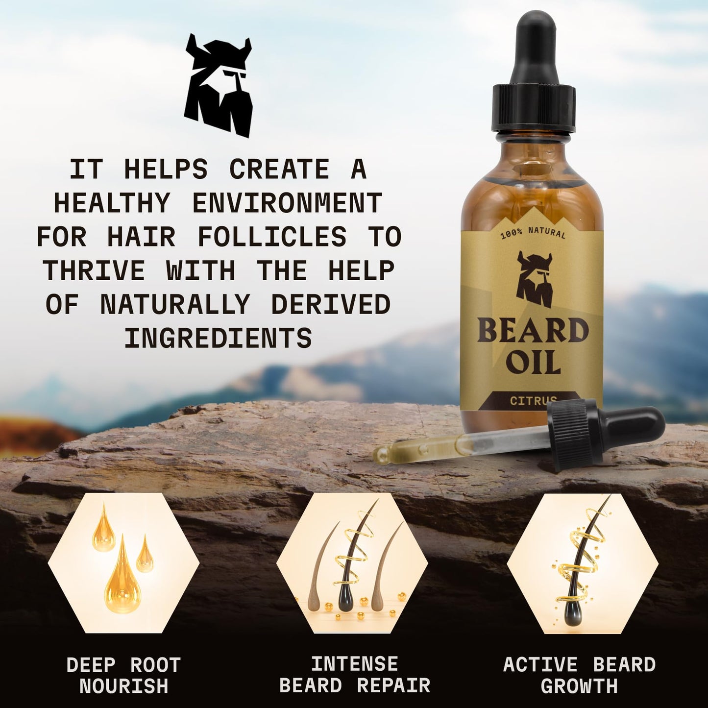 Striking Viking Citrus Beard Oil for Men - 2 Fl Oz, Citrus Scented - Moisturizing & Softening Formula With Jojoba, Argan & Tea Tree Oil Beauty & Personal Care Striking Viking