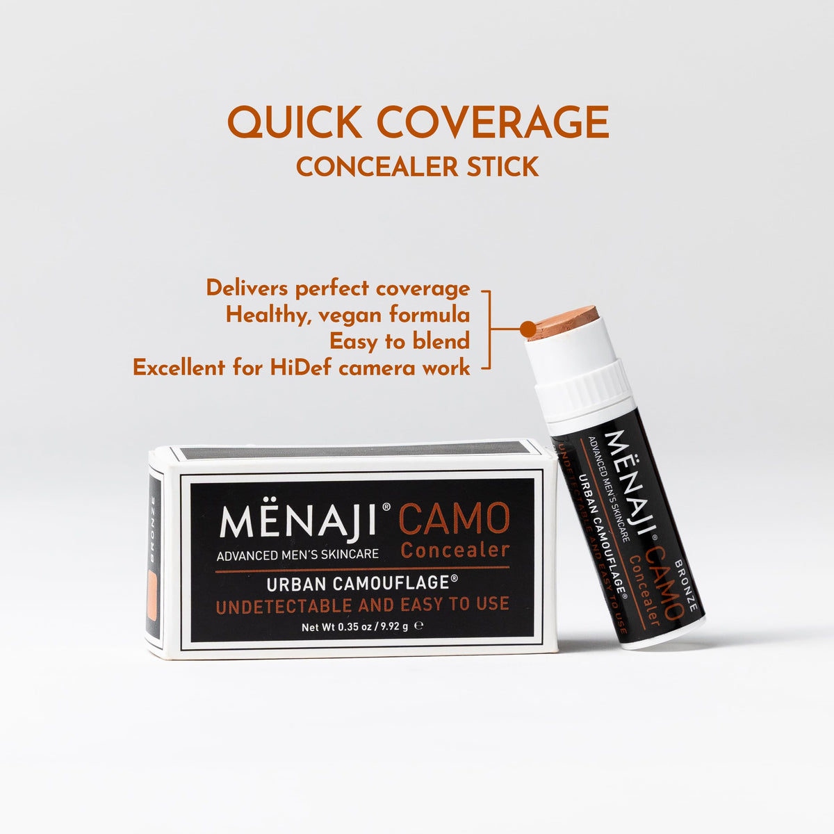MËNAJI URBAN CAMOUFLAGE® Concealer Stick for Men - Skin Foundation Concealer for Dark Circles, Acne, Under Eye - Corrector - Mens Cosmetics - Olive -