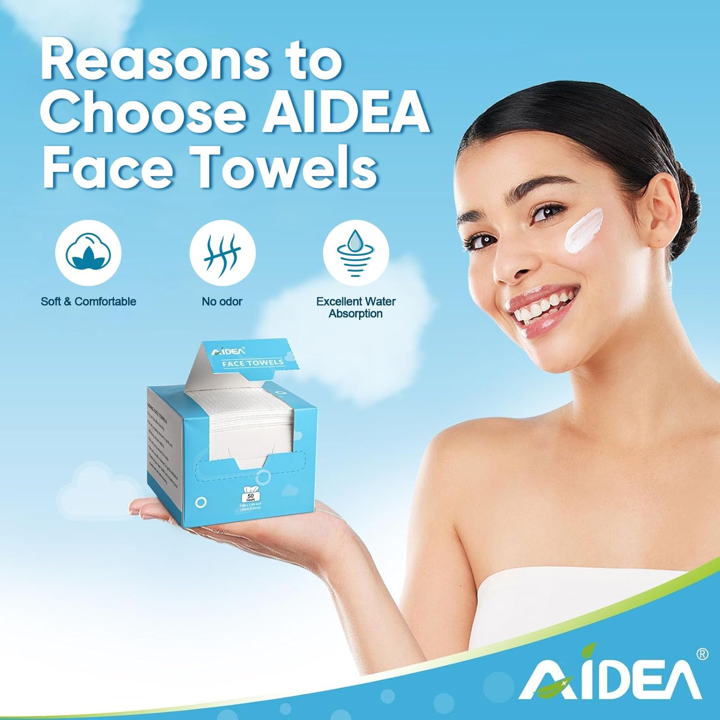 AIDEA Face Towels Disposable, Facial Cleansing Wipes for Sensitive Skin, Facial Towels Dry Face Wipes Beauty and Personal Care AIDEA