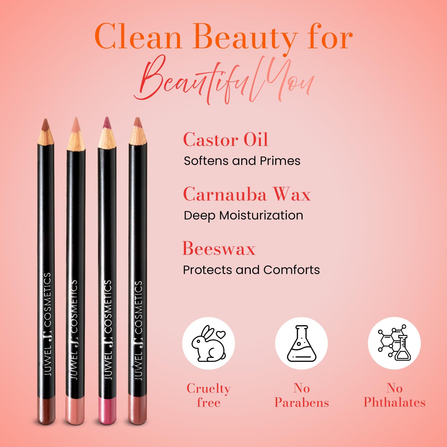 Juwel Cosmetics JC Cosmetics Lip Pencils for Women, Waterproof Long Lasting Matte Lip Liner Pencil with Carnauba Wax, Fully Filled Soft Matte Formula Beauty & Personal Care Juwel Cosmetics